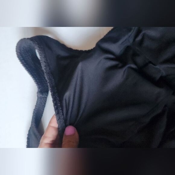 H&M Padded-Cup High-Leg Swimsuit in Black Textured Size Medium - Picture 5 of 14